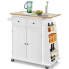 Køkkenø med opbevaring rullende serveringsvogn i gummi 88 x 46 x 89,5 cm Hvid