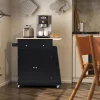 Køkkenø med opbevaring Rullende serveringsvogn af gummitræ 88 x 46 x 89,5 cm Sort