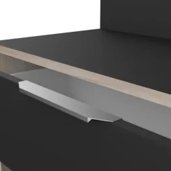 Køkken skænk - Rå eg og sort indretning - Moderne - 1 dør - MIKE - L 123 cm Ek och svart dekor