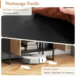 Køkken skænk 80 x 40 x 80 cm COSTWAY, Døre, Metalfødder, Opbevaringsenhed til Stue Spisestue Entré, Sort Svart och naturlig