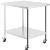 Køkkenarbejdsbord Rustfrit Stål-Duoku-Forberedelsesbord-762 x 457 x 954,6 mm-4 Hjul-3 Justerbare Højdeindstillinger
