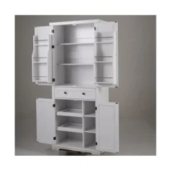 Køkkenbuffet 184 cm COSTWAY, 4 Justerbare Hylder, En Stor Skuffe, Døre, 2 Uddragelige Borde, Total Vægt 155 kg, Hvid
