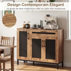 Køkkenbuffet med Skuffe og 3 Døre COSTWAY 120 x 41 x 95 cm, Aftagelige Hylder, Opbevaringsorganisator til Entré Stue