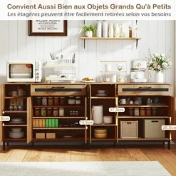 Køkkenbuffet med Skuffe og 3 Døre COSTWAY 120 x 41 x 95 cm, Aftagelige Hylder, Opbevaringsorganisator til Entré Stue