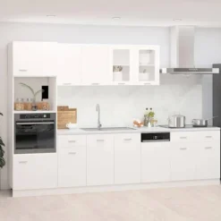 Køkkenmøbel sæt - Lyon - Hvidt ingeniørtræ - 7 dele - Pladsbesparende Vit