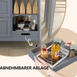 Køkkenvogn med bakke, hylder & 3 skuffer – Grå