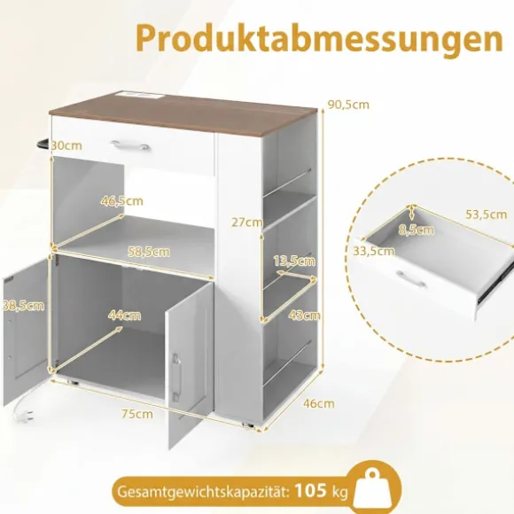 Køkkenvogn med rullebord og hylder