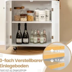 Køkkenvogn med skuffe, krydderiring og håndklædeholdere