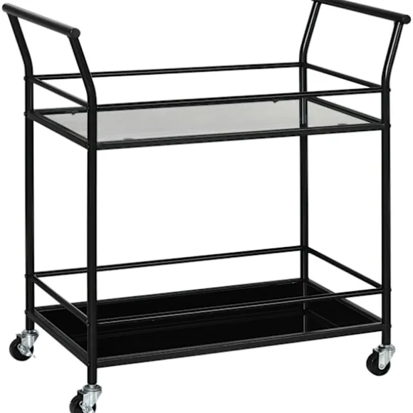 Køkkenvogn, Rullevogn, Serveringsvogn Med 2 Hylder, Vogn, Sidevogn På Hjul, Metalopbevaringsvogn, Sort, 75 X 40 X 80 Cm