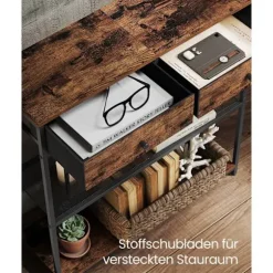 [KK]Rootz smalt konsolbord - Skænk - Entrébord - Rigelig opbevaring - Brun & Sort - 24 x 76 x 80 cm