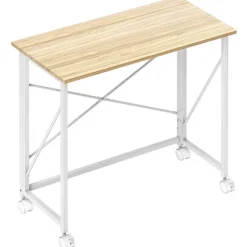 Klapbord med hjul, pladsbesparende, stål MDF, naturlig