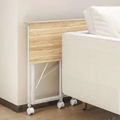 Klapbord med hjul, pladsbesparende, stål MDF, naturlig