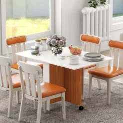 Klapbord Spisebord Mobilt Skrivebord Med Klapbord Sidebord Med Hjul Spisebord Til Køkken Hvid