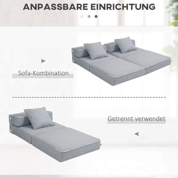 Klapsovestol, Sovesofa, 2-I-1 Klapstol Med Sengefunktion, Afslapningsstol Med Puder, Gæsteseng Til Stue, Soveværelse, Bæreevne Op Til 100 Kg, Lysegrå | Fyndiq