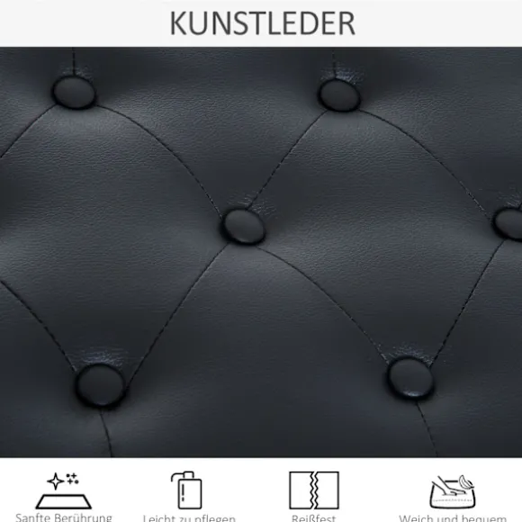 Klaverskammel Klaverbænk Traditionel Landhusstil Kosmetisk Skammel Opbevaringsplads Gummitræ Imiteret Læder Sort 76 X 36 X 50 Cm