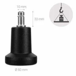 Klokker til kontorstol - Pakke med 5 udskiftningsstolhjulspidser 10/22 mm - Fast og lydløs sædeben til hårdt gulv