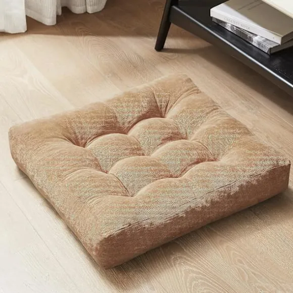Komfort Memory Foam Meditation Gulvpuder 2 Stykker Sæt, Voksen Studerende Firkantet Stor Pude, Tuftet Fløjl Gulvmåtte til Balkon Udendørs Tatami Li