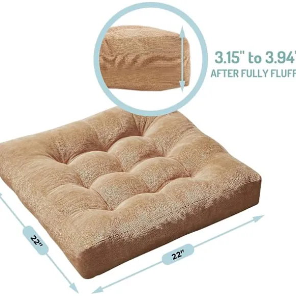 Komfort Memory Foam Meditation Gulvpuder 2 Stykker Sæt, Voksen Studerende Firkantet Stor Pude, Tuftet Fløjl Gulvmåtte til Balkon Udendørs Tatami Li