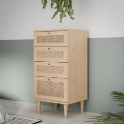 Kommode - CALASETTEA - 4 skuffer - Egetræ - 50,4 x 41,4 x 108,8 cm Ek