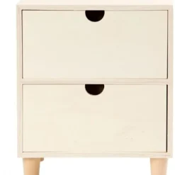 Kommode - Ubehandlet - 2 skuffer - Massivtræ - Brun - 23 x 20 x 11,5 cm
