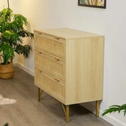 Kommode med 3 skuffer i trælook