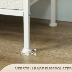 Kommode med opbevaring og 8 stofskuffer, stålramme, cremefarvet