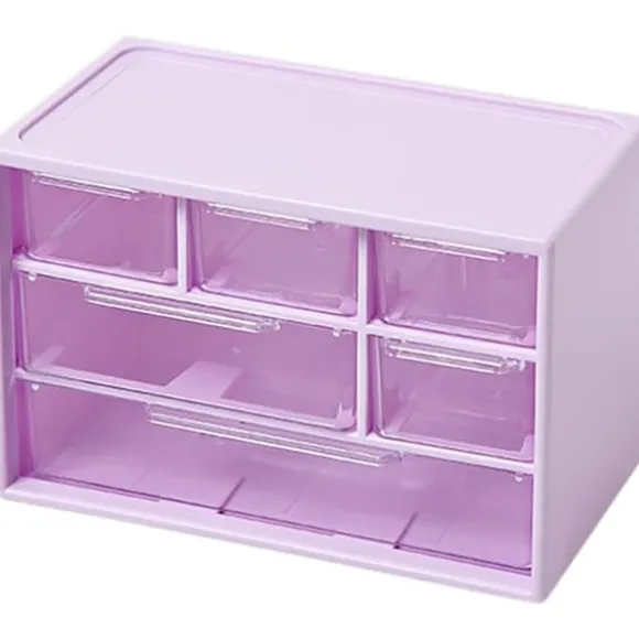 Kommode med små skuffer til skrivebordsplads, plastik opbevaringskab, mini opbevaringsboks, transparent opbevaringstårn med 6 skuffer til opbevaring af dele Purple | Fyndiq