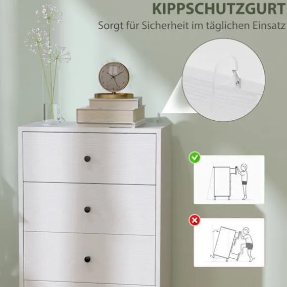 Kommode, skænk med 4 skuffer, skab af træmateriale, opbevaringsskab i moderne stil, skuffeskab, kommode, skab til stue, soveværelse, entre, 47 x 29 x | Fyndiq