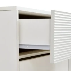 Kommode 120x40x78 cm med 6 skuffer - Hvid, zinklegeringshåndtag & stålben, MDF White