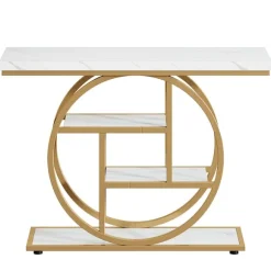 Konsolbord 105 cm vit/guld / smalt konsolbord / aflastningsbord