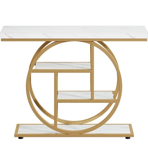 Konsolbord 105 cm vit/guld / smalt konsolbord / aflastningsbord