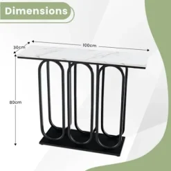 Konsolbord - COSTWAY - Entrémøbler med marmoreffekt - 100 x 30 x 80 CM - Sort metalstel, moderne chik stil Vit och svart