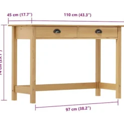 Konsolbord - Hill - 2 skuffer - Massiv fyr - 110x45x74 cm honungsbrunt