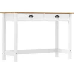 Konsolbord - Hill-serien - 2 skuffer - 110 x 45 x 74 cm - Massivt fyrretræ vitt och naturligt