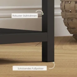 Konsolbord, 4 plan, stålstel, til entre, stue, sort