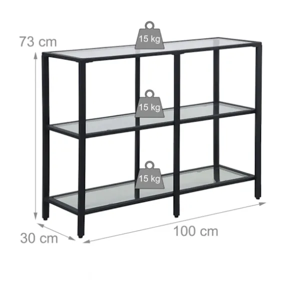 Konsolbord med 3 glashylder – Moderne design