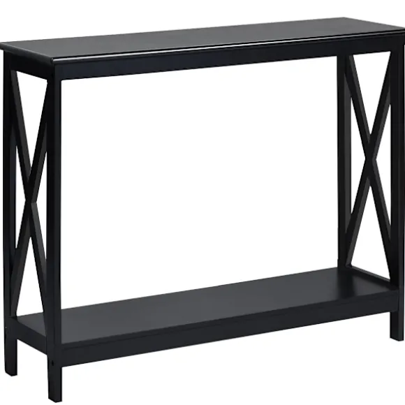 Konsolbord med 2 hylder, X-Frame, Sort, 100x30x80 cm