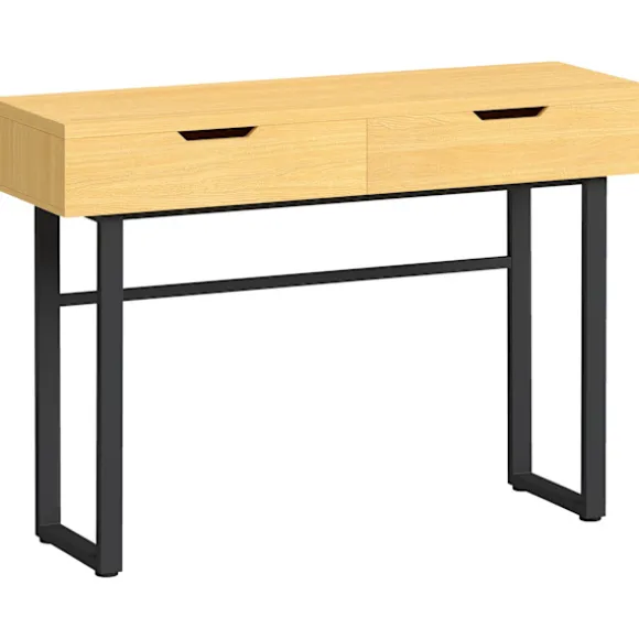 Konsolbord med 2 skuffer, metalstel, 110x35x76,5 cm