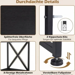 Konsolbord med 4 stofskuffer, metalstel, træmosaik