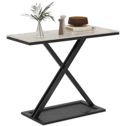 Konsolbord med bordplade i imiteret marmor, metalstel, 100x40x77,5 cm