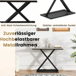 Konsolbord med bordplade i imiteret marmor, metalstel, 100x40x77,5 cm