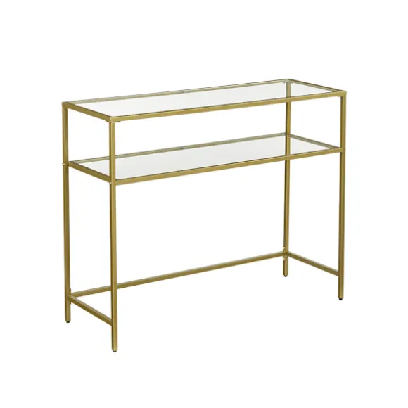 Konsolbord med glasplade og stålramme 100 cm - Guld