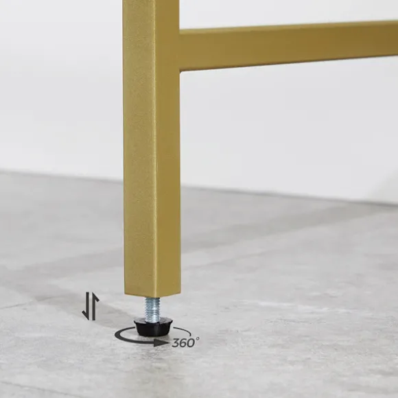 Konsolbord med glasplade og stålramme 100 cm - Guld