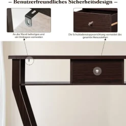 Konsolbord med skuffe og hylde, 120x30x81 cm, brun