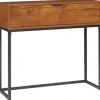 Konsolbord Med Skuffe, Sofabord, Hallbord I Industrielt Design, Sidebord Til Entré, Stue, Entre, Stål, Natur, 80 X 30 X 76 Cm