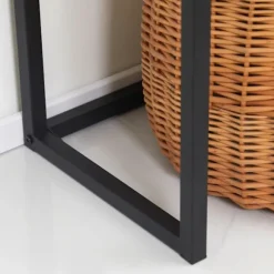 Konsolbord Med Skuffe, Sofabord, Hallbord I Industrielt Design, Sidebord Til Entré, Stue, Entre, Stål, Natur, 80 X 30 X 76 Cm