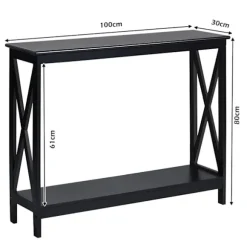 Konsolbord med underhylla 100cm - Sort