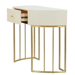 Konsolbord, quiltet kunstlæder, guldben, 100x40x75 cm