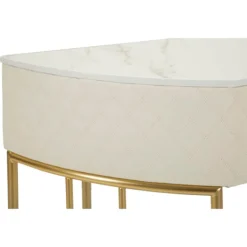 Konsolbord, quiltet kunstlæder, guldben, 100x40x75 cm