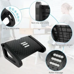 Kontorfodstøtte, højdejusterbar fodstøtte ergonomisk fodstøtte, til hjemmekontor